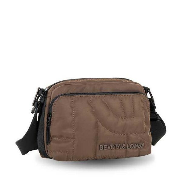 Bolso DEVOTA & LOMBA · Bandolera pequeña · Triple compartimento · Color Negro y Marrón