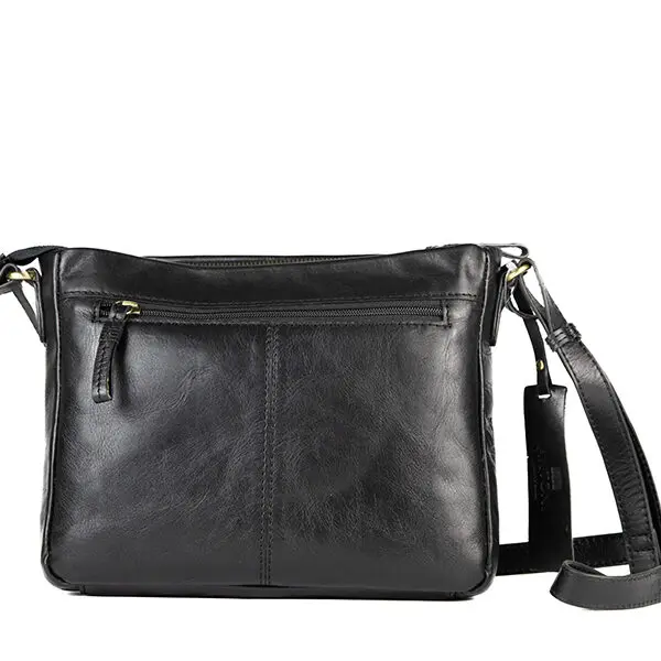 Bolso ANTONI · Bandolera mediana · Piel Bovino · Color Cuero y Negro