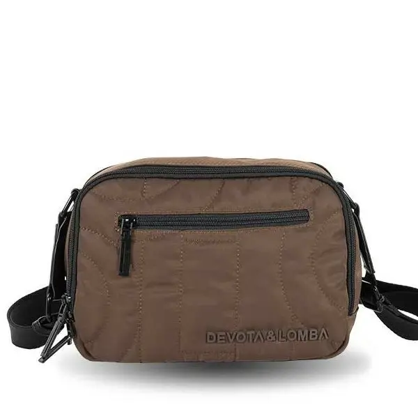 Bolso DEVOTA & LOMBA · Bandolera mediana · Doble compartimento · Color Negro y Marrón