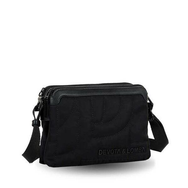 Bolso DEVOTA & LOMBA · Bandolera pequeña · Triple compartimento · Color Negro y Marrón