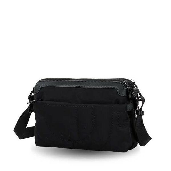 Bolso DEVOTA & LOMBA · Bandolera pequeña · Triple compartimento · Color Negro y Marrón