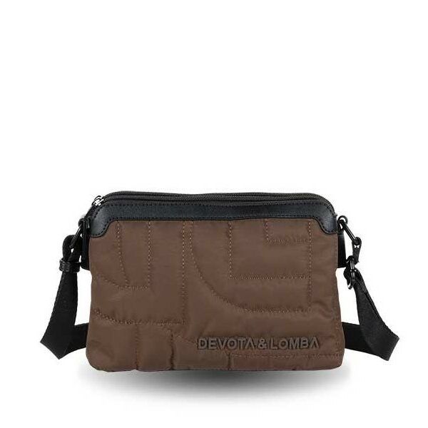 Bolso DEVOTA & LOMBA · Bandolera pequeña · Triple compartimento · Color Negro y Marrón