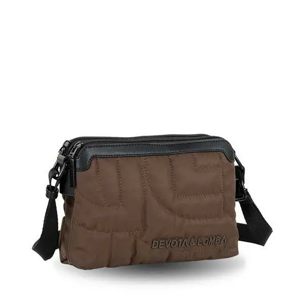Bolso DEVOTA & LOMBA · Bandolera pequeña · Triple compartimento · Color Negro y Marrón