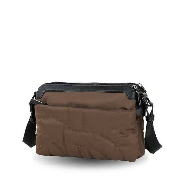 Bolso DEVOTA & LOMBA · Bandolera pequeña · Triple compartimento · Color Negro y Marrón