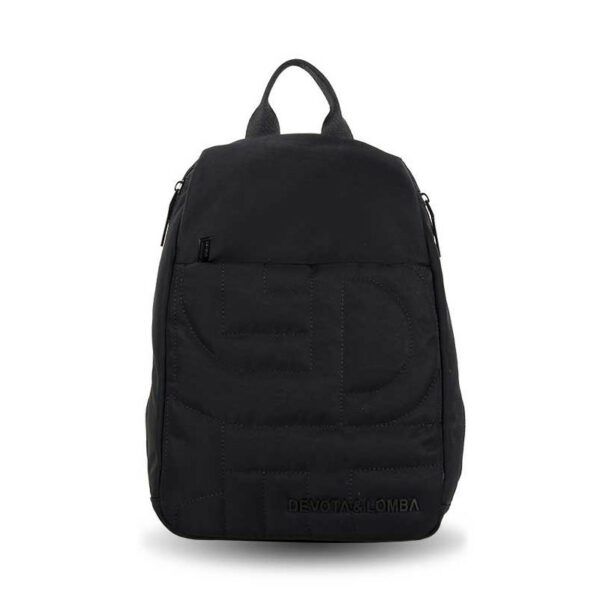 Mochila DEVOTA & LOMBA · Mochila Antirrobo · Material Nylon · Color Negro y Marrón - NEGRO