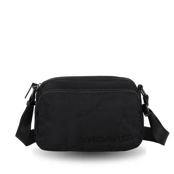 Bolso DEVOTA & LOMBA · Bandolera pequeña · Triple compartimento · Color Negro y Marrón