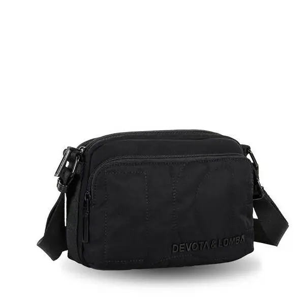 Bolso DEVOTA & LOMBA · Bandolera pequeña · Triple compartimento · Color Negro y Marrón