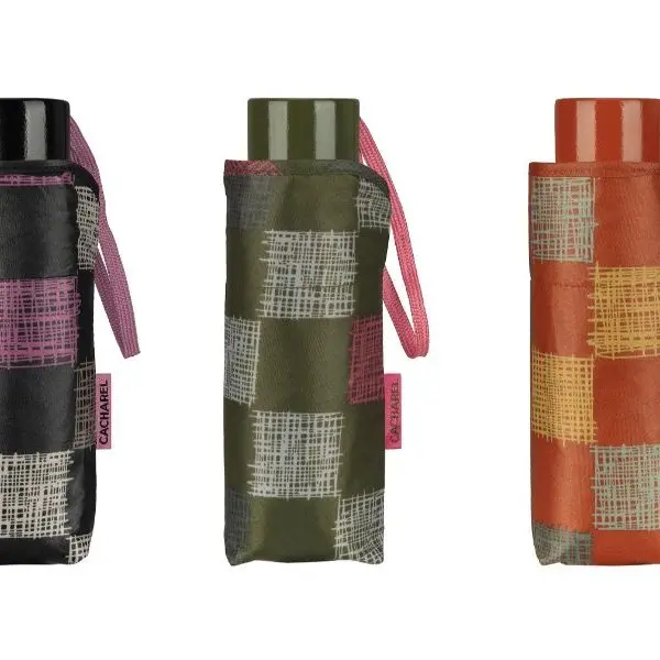 Paraguas CACHAREL · Mini plegable · Estampado de Cuadros