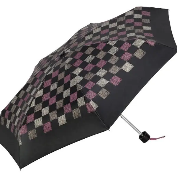 Paraguas CACHAREL · Mini plegable · Estampado de Cuadros - NEGRO