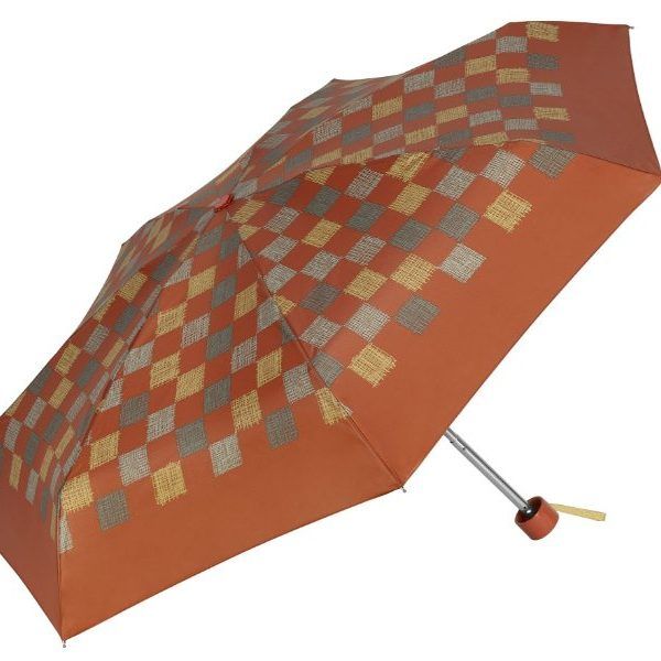 Paraguas CACHAREL · Mini plegable · Estampado de Cuadros - TEJA