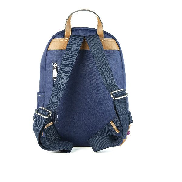 Mochila VICTORIO & LUCCHINO · Color Azul y Cuero · Coleccion Nilo