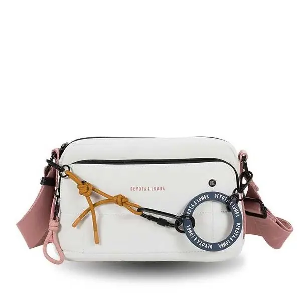 Bolso DEVOTA & LOMBA · Bandolera pequeña · Triple compartimento · Color Blanco roto y Piedra