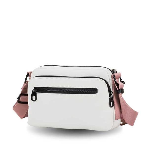 Bolso DEVOTA & LOMBA · Bandolera pequeña · Triple compartimento · Color Blanco roto y Piedra