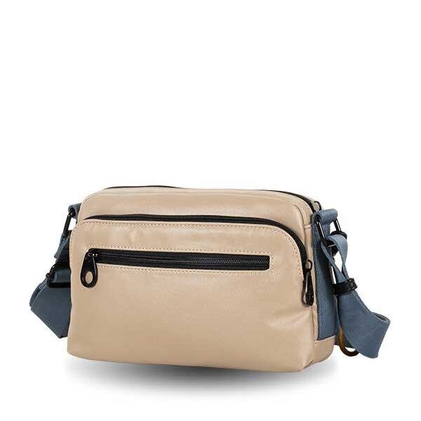 Bolso DEVOTA & LOMBA · Bandolera pequeña · Triple compartimento · Color Blanco roto y Piedra