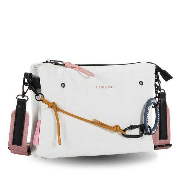 Bolso DEVOTA & LOMBA · Bandolera mediana · Triple compartimento · Color Blanco roto y Piedra