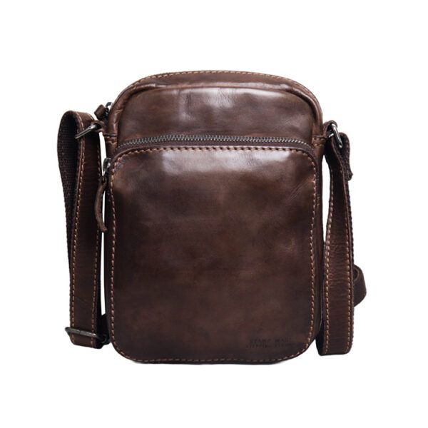 Bolso STAMP · Bandolera Mediana · Piel Lavada · Coleccion Tichi - MARRÓN
