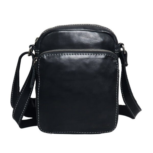 Bolso STAMP · Bandolera Mediana · Piel Lavada · Coleccion Tichi - NEGRO