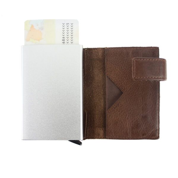 Cartera STAMP · Billetero con Monedero · En Piel Lavada vacuno · Tarjetero metálico · Coleccion Arco