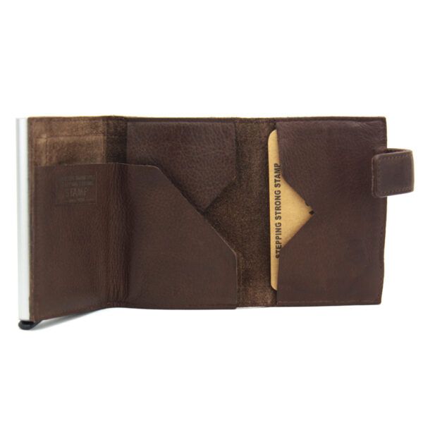 Cartera STAMP · Billetero con Monedero · En Piel Lavada vacuno · Tarjetero metálico · Coleccion Arco