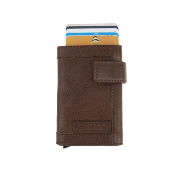 Cartera STAMP · Billetero con Monedero · En Piel Lavada vacuno · Tarjetero metálico · Coleccion Arco - MARRÓN
