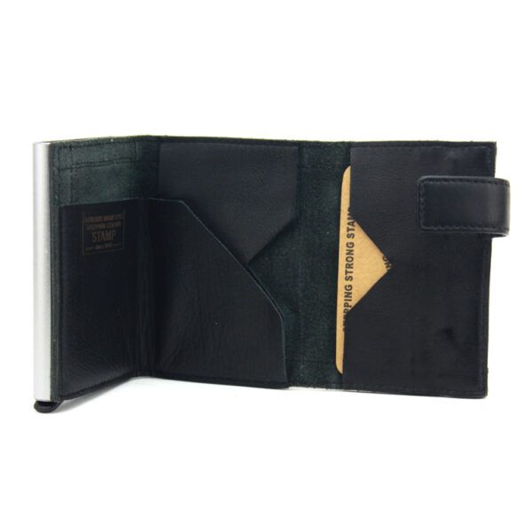 Cartera STAMP · Billetero con Monedero · En Piel Lavada vacuno · Tarjetero metálico · Coleccion Arco