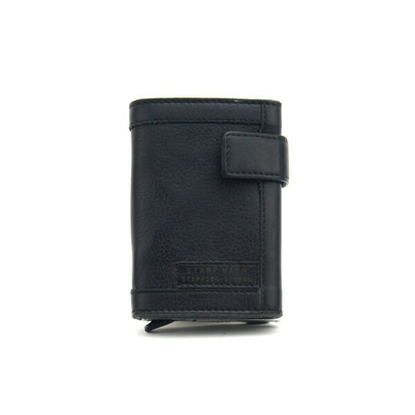 Cartera STAMP · Billetero con Monedero · En Piel Lavada vacuno · Tarjetero metálico · Coleccion Arco - NEGRO