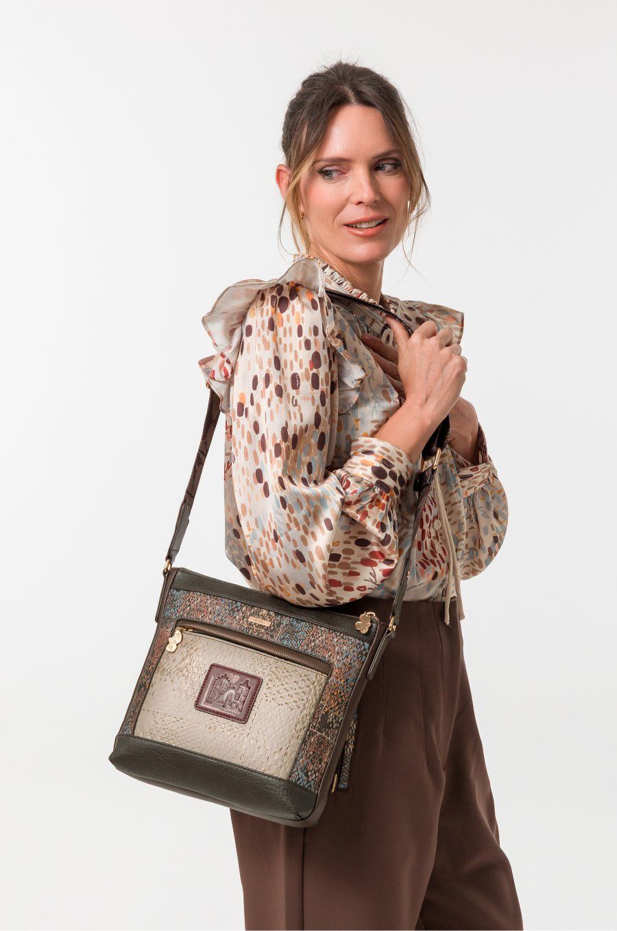 Bandolera mediana con bolsillo frontal ANEKKE · Coleccion Tulip